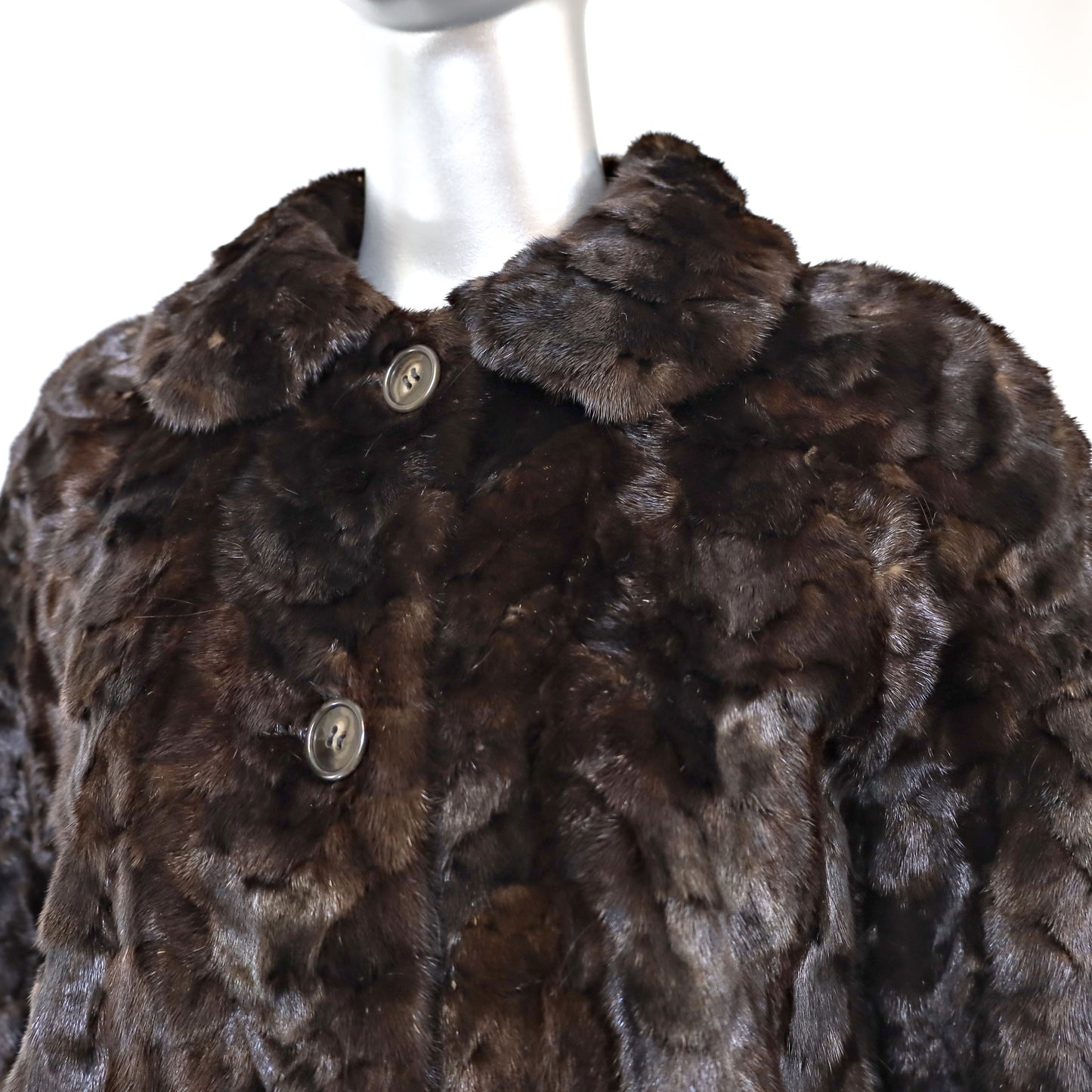 Black Section Mink Coat- Size S