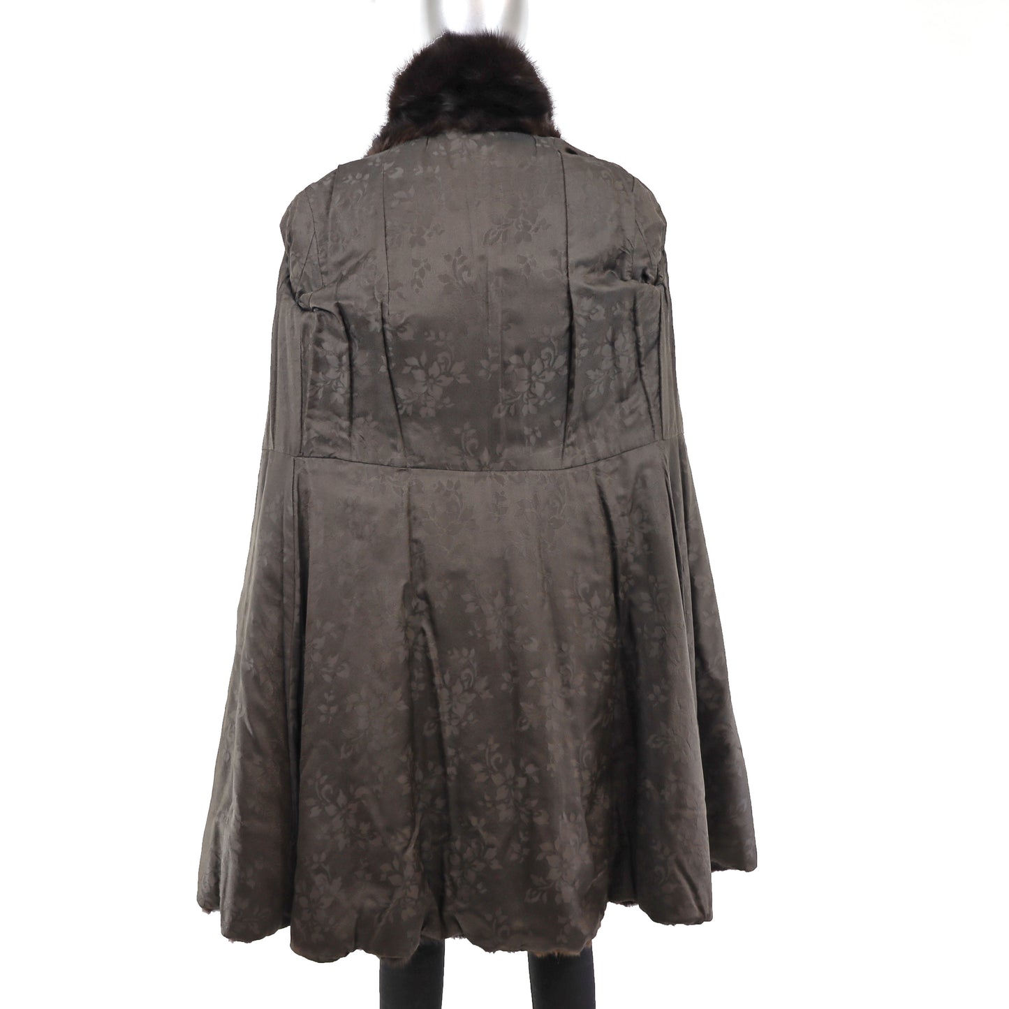 Mahogany Mink Coat with Sable Trim- Size S