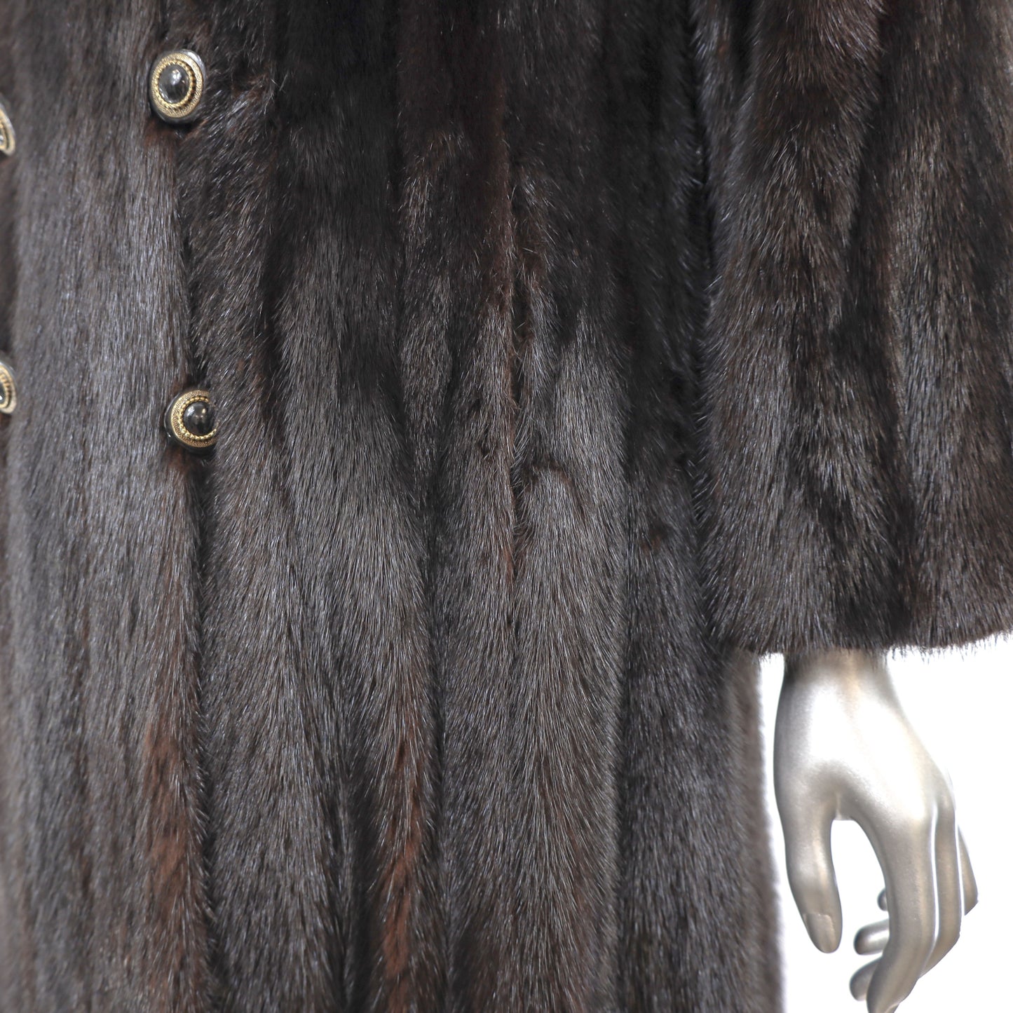 Mahogany Mink Coat with Sable Trim- Size S