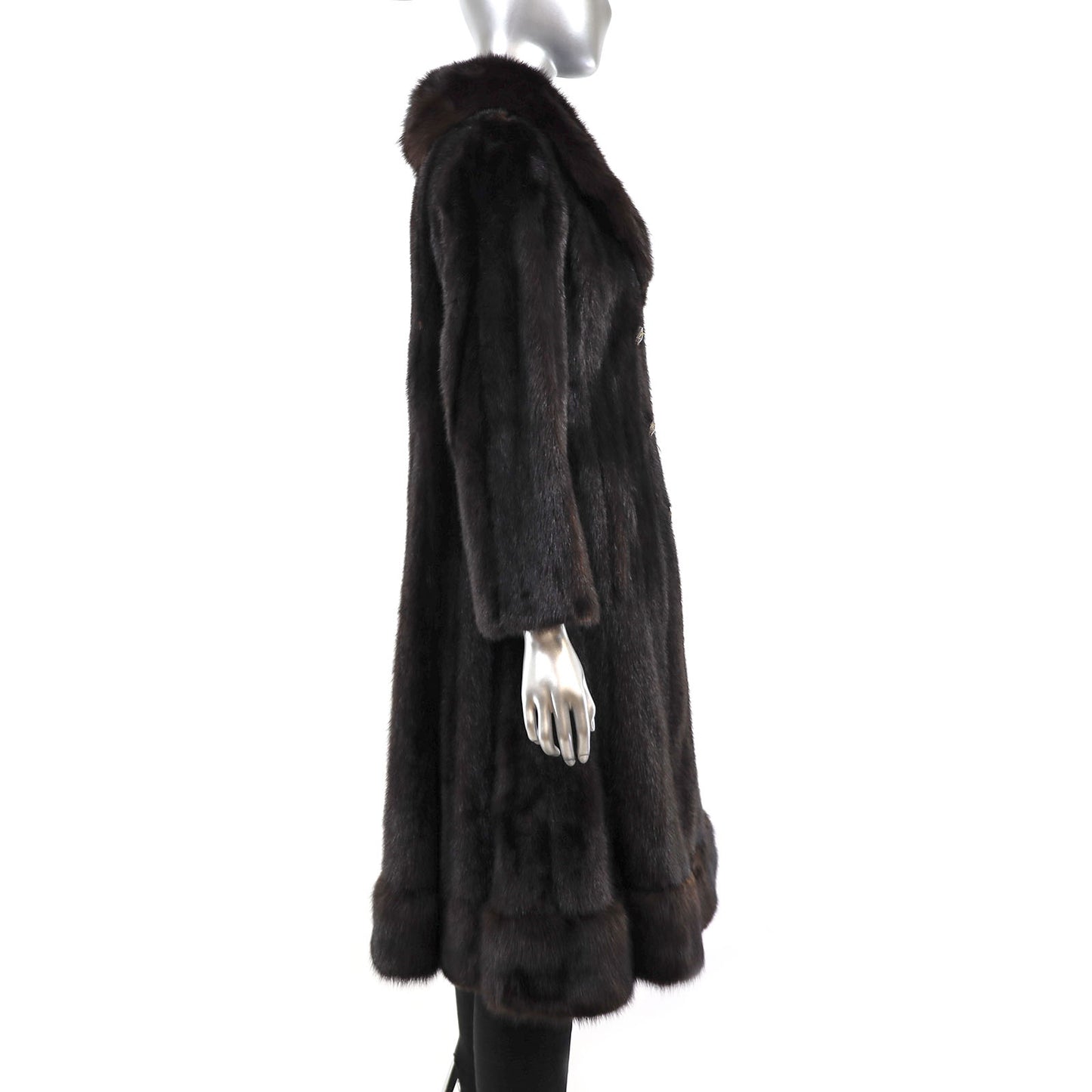 Mahogany Mink Coat with Sable Trim- Size S