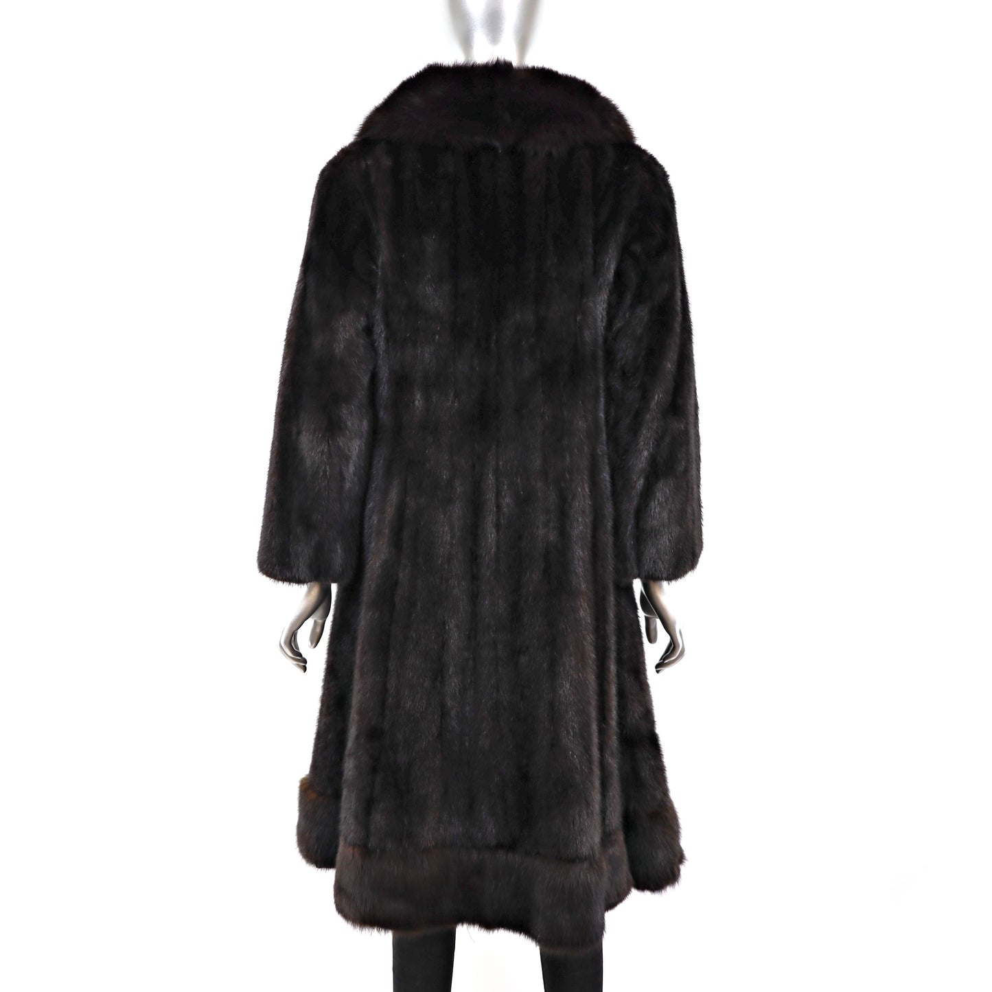 Mahogany Mink Coat with Sable Trim- Size S