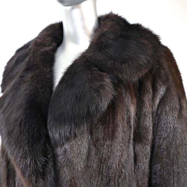 Mahogany Mink Coat with Fox Trim- Size S-M