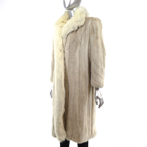 Tourmaline Mink Coat with Fox Tuxedo- Size S-M