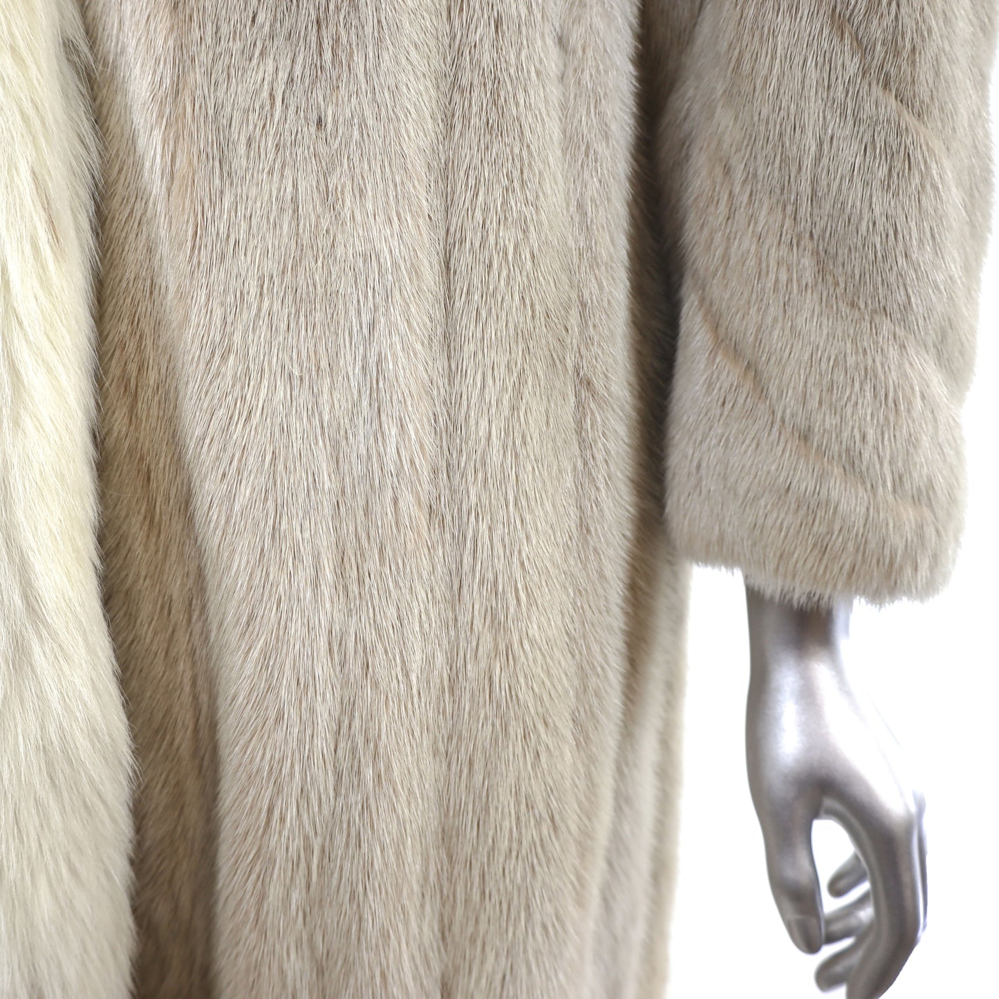 Tourmaline Mink Coat with Fox Tuxedo- Size S