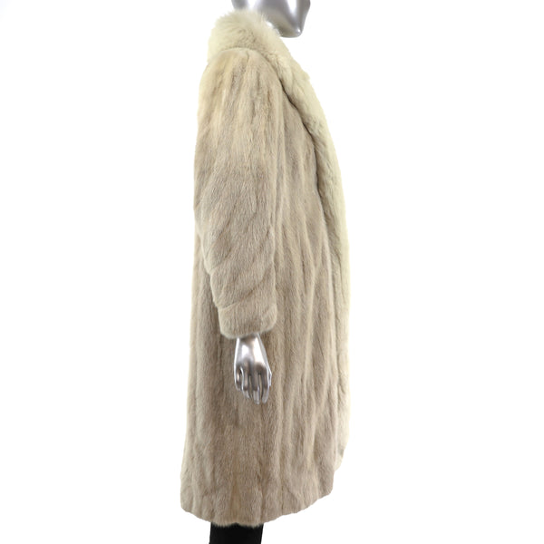Tourmaline Mink Coat with Fox Tuxedo- Size S-M