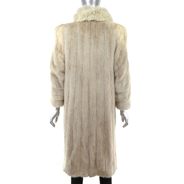 Tourmaline Mink Coat with Fox Tuxedo- Size S-M