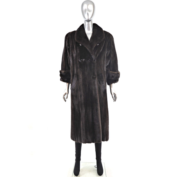 Birger Christensen Men's Mahogany Mink Coat with Short Sleeves- Size L