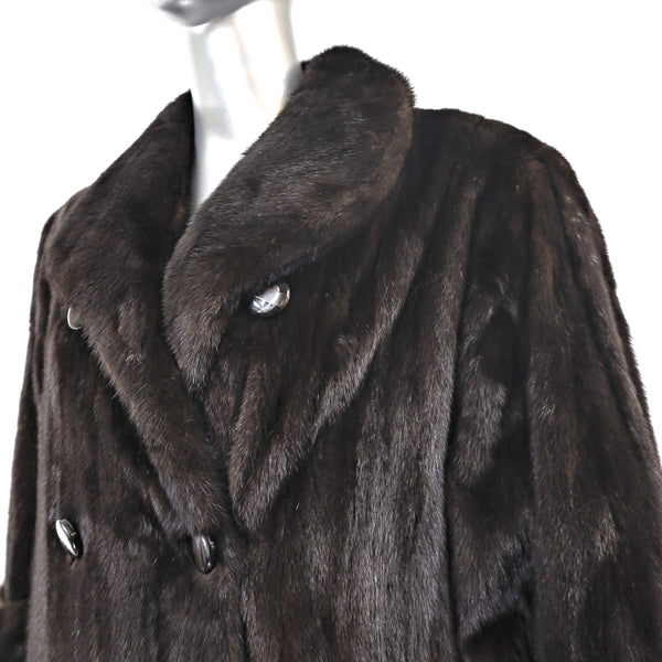 Birger Christensen Men's Mahogany Mink Coat with Short Sleeves- Size L