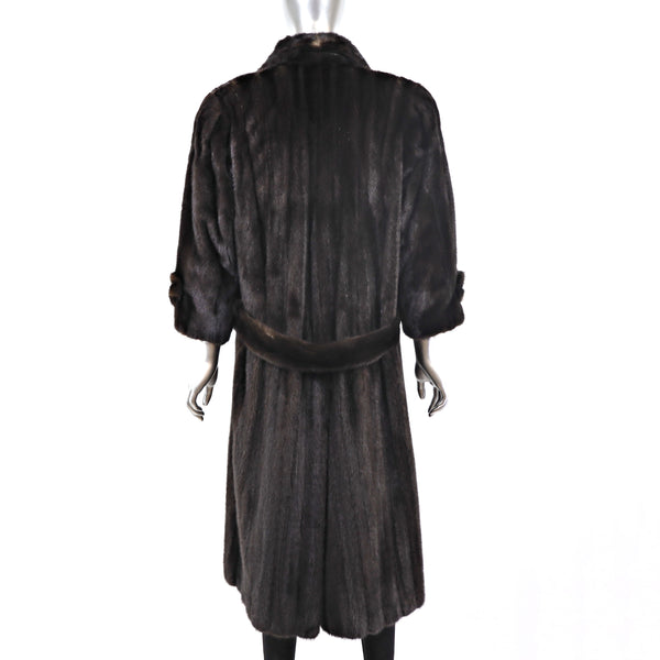Birger Christensen Men's Mahogany Mink Coat with Short Sleeves- Size L