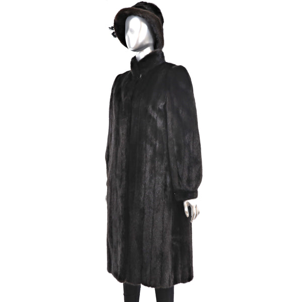 Mahogany Mink Coat with Matching Hat- Size S