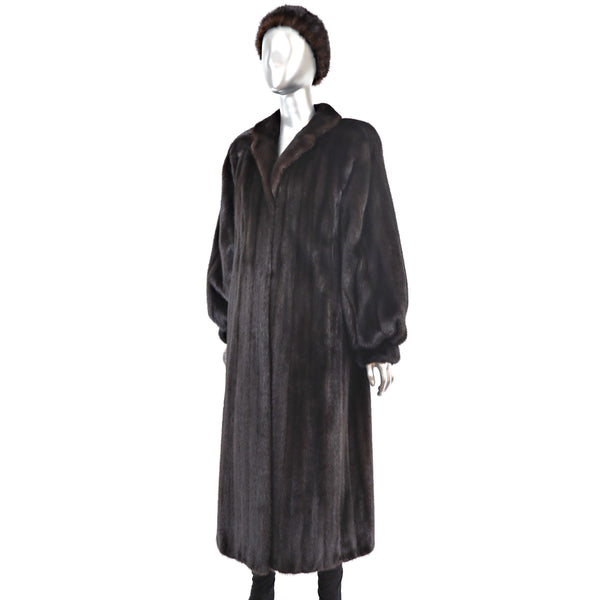 Mahogany Mink Coat with Matching Hat- Size M