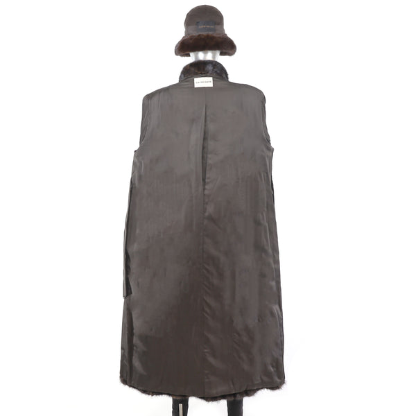 Mahogany Mink Coat with Matching Hat- Size XL