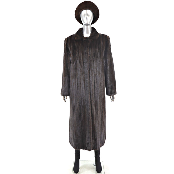 Mahogany Mink Coat with Matching Hat- Size XL