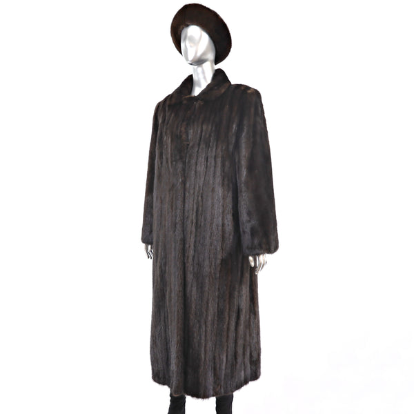 Mahogany Mink Coat with Matching Hat- Size XL