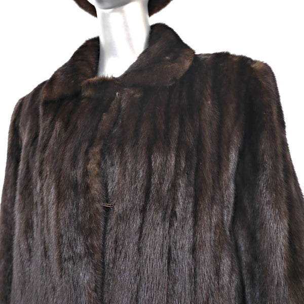 Mahogany Mink Coat with Matching Hat- Size XL