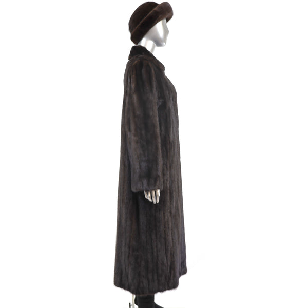 Mahogany Mink Coat with Matching Hat- Size XL