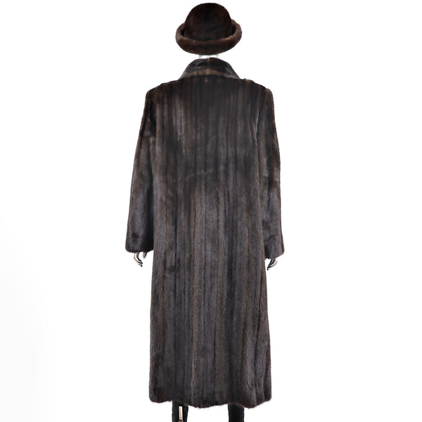 Mahogany Mink Coat with Matching Hat- Size XL