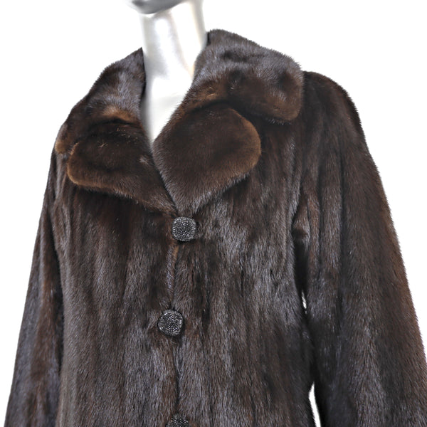 Mahogany Mink Coat with Separate Hood- Size S-M