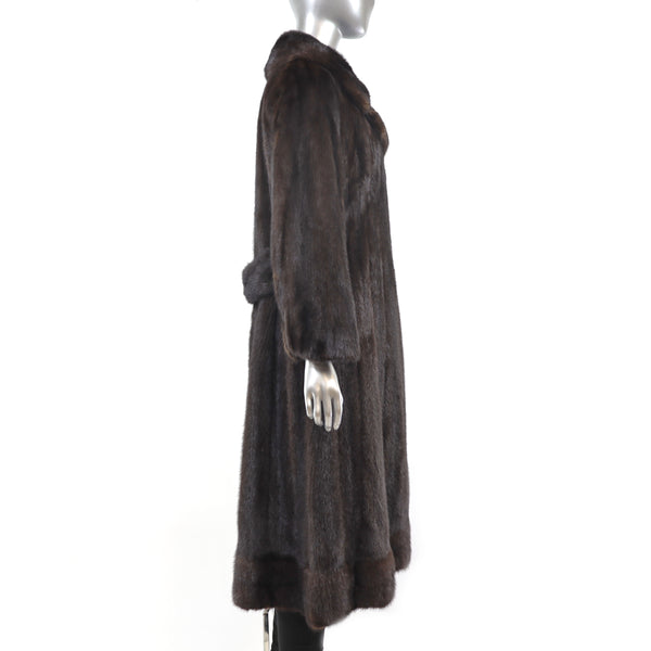 Mahogany Mink Coat with Separate Hood- Size S-M