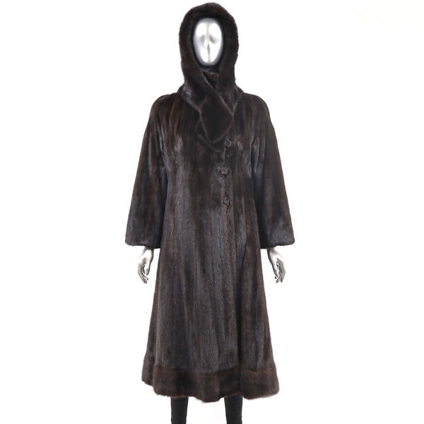 Mahogany Mink Coat with Separate Hood- Size S-M