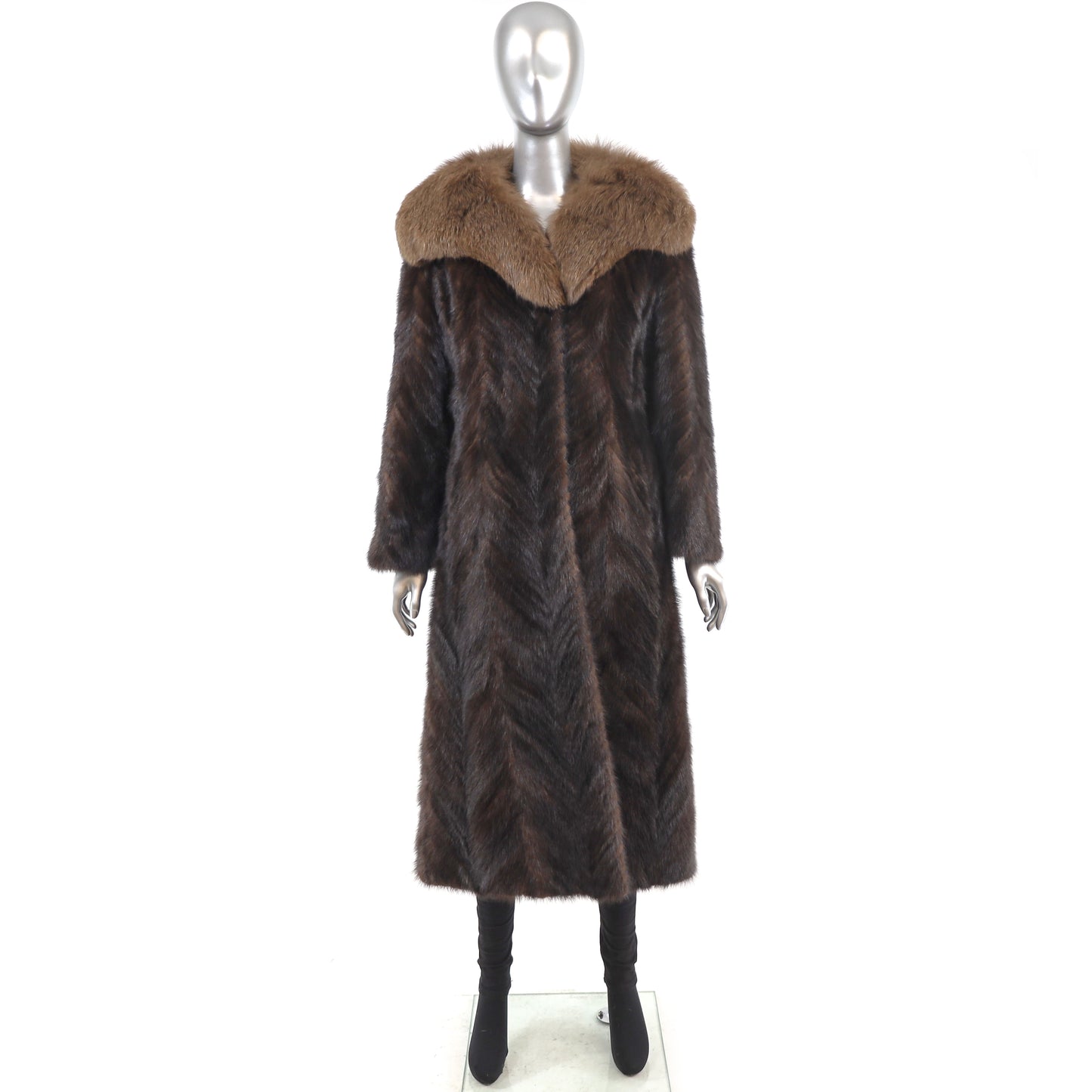 Section Mink Coat with Fox Collar- Size S
