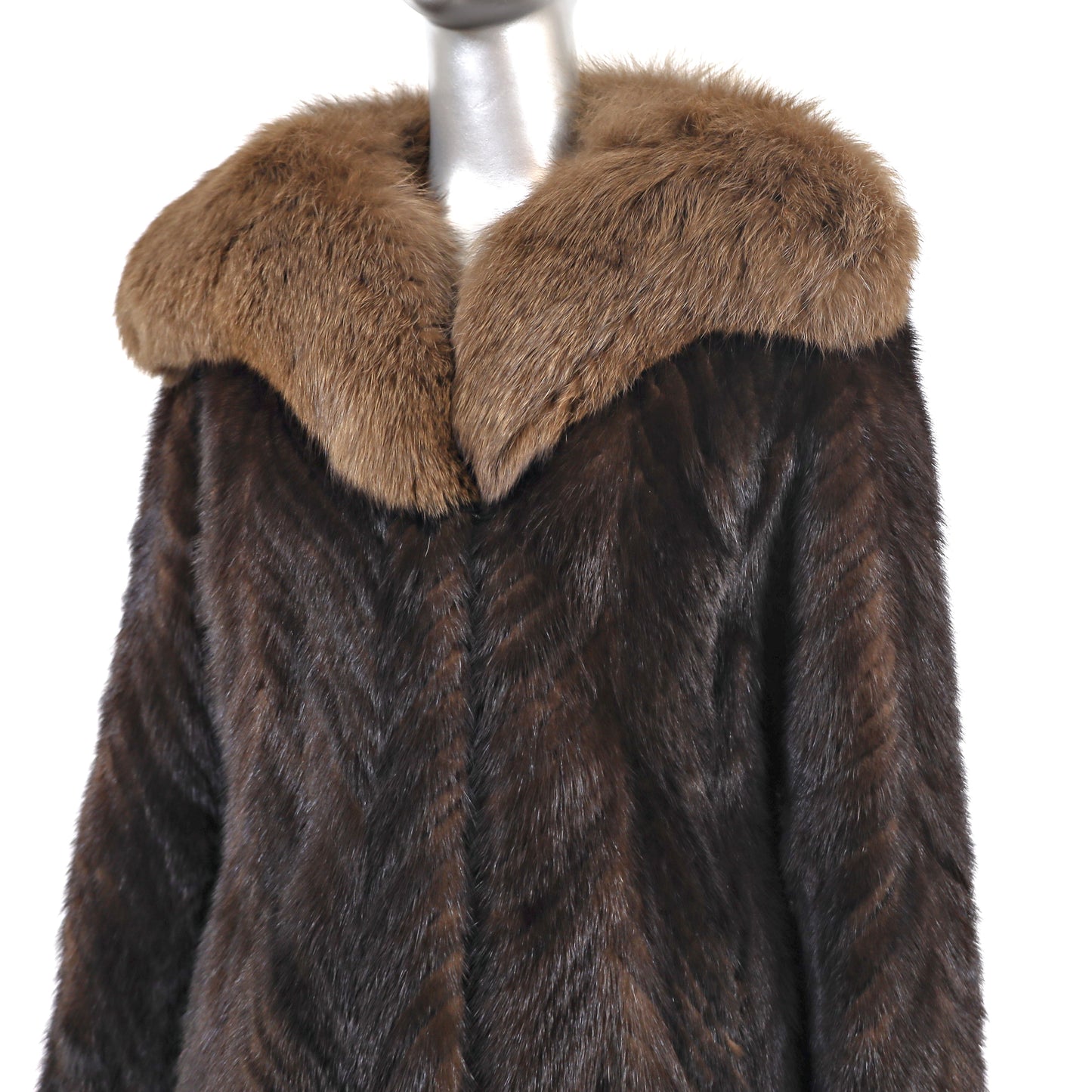 Section Mink Coat with Fox Collar- Size S