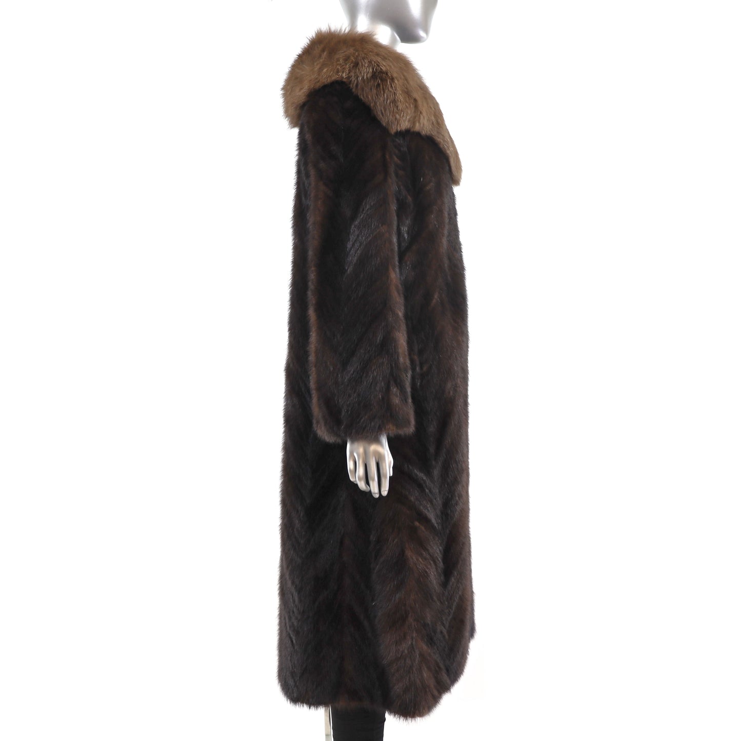 Section Mink Coat with Fox Collar- Size S