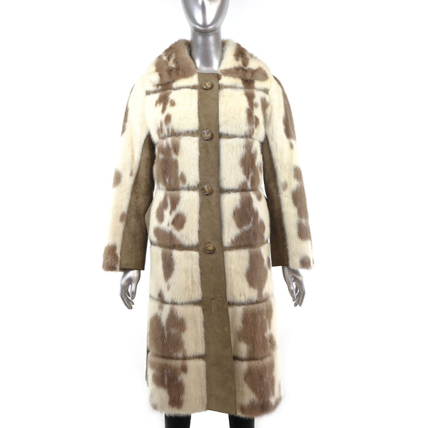 Mink Coat with Suede Insert- Size S