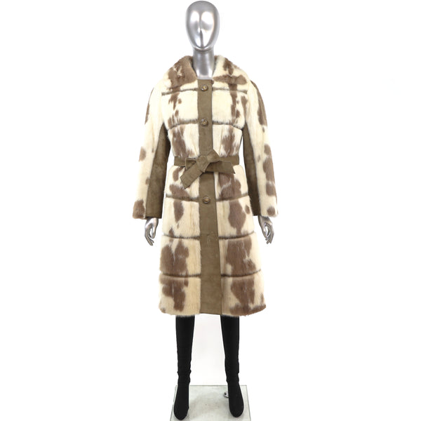Mink Coat with Suede Insert- Size S