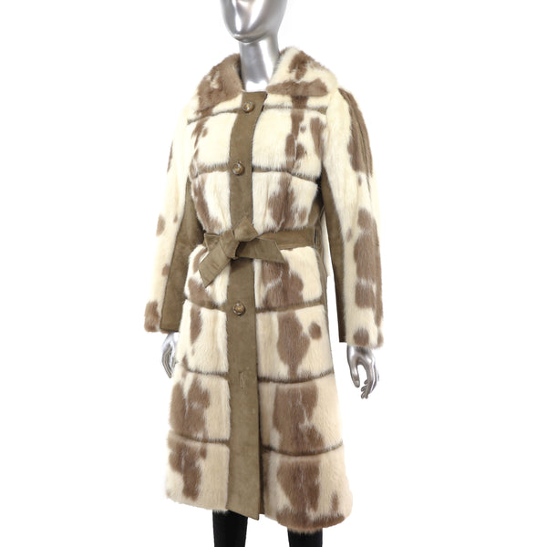 Mink Coat with Suede Insert- Size S