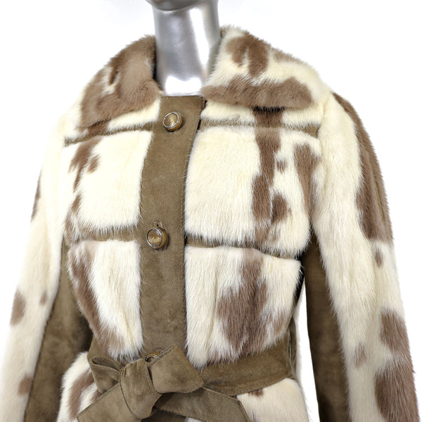 Mink Coat with Suede Insert- Size S