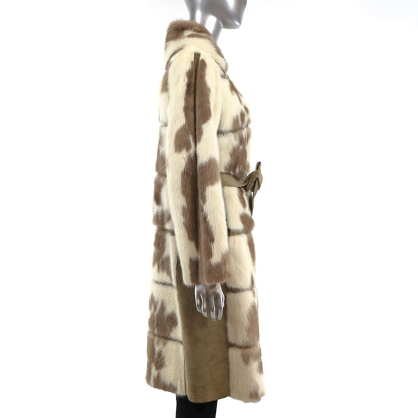 Mink Coat with Suede Insert- Size S