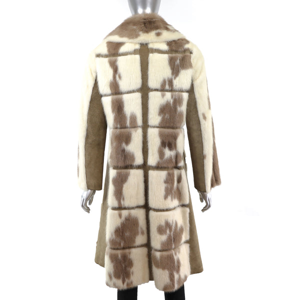Mink Coat with Suede Insert- Size S