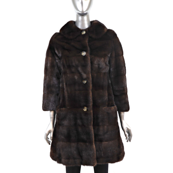 Mahogany Mink Horizontal Coat with Muff- Size S