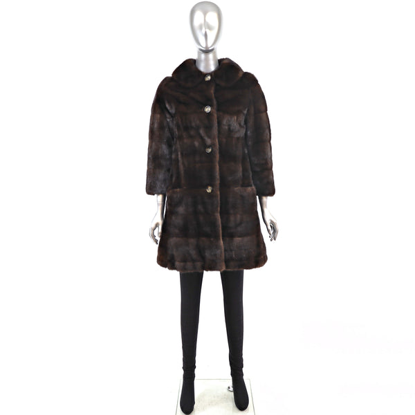 Mahogany Mink Horizontal Coat with Muff- Size S