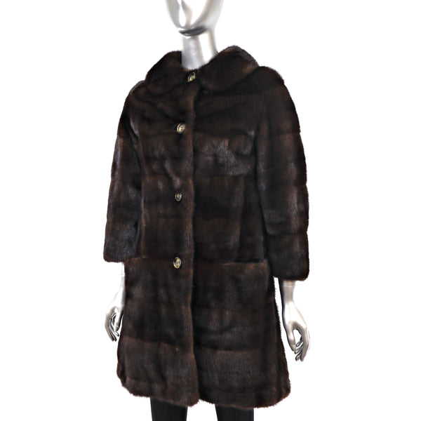 Mahogany Mink Horizontal Coat with Muff- Size S