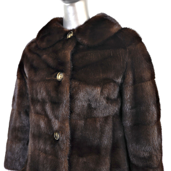 Mahogany Mink Horizontal Coat with Muff- Size S