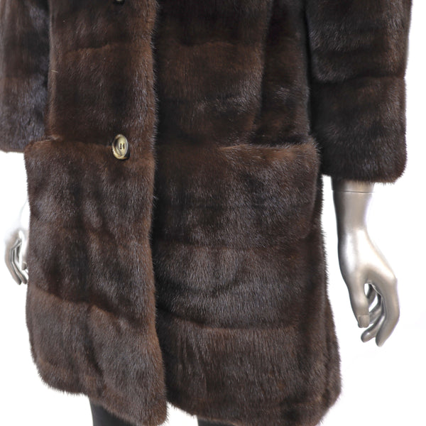 Mahogany Mink Horizontal Coat with Muff- Size S