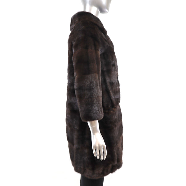 Mahogany Mink Horizontal Coat with Muff- Size S