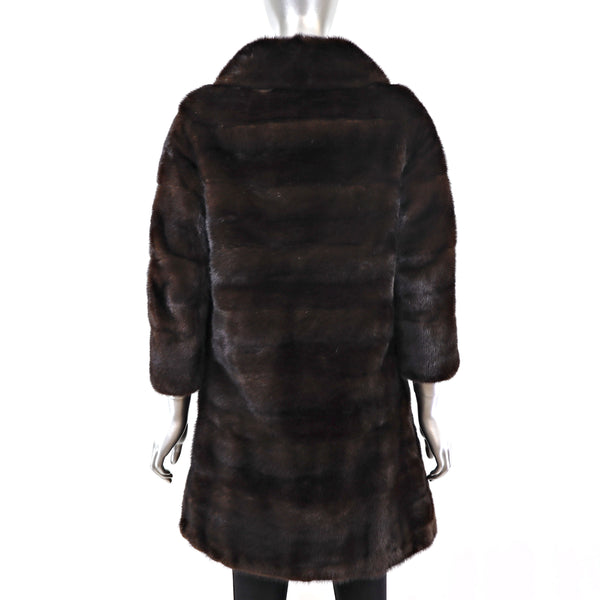 Mahogany Mink Horizontal Coat with Muff- Size S