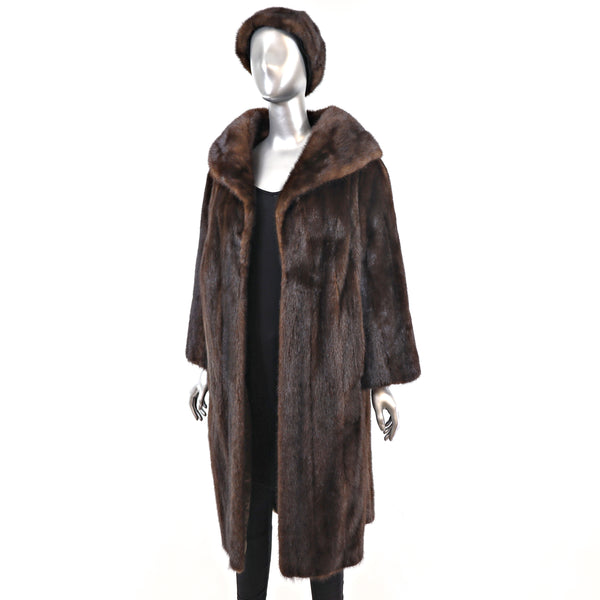 Mahogany Mink Coat with Matching Hat- Size XXXL