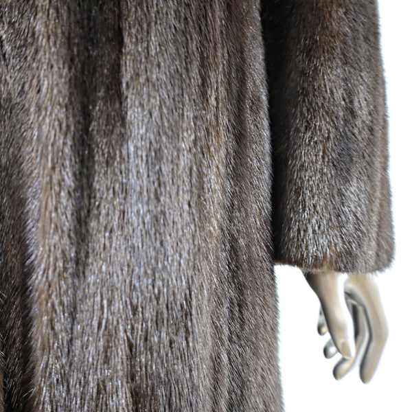 Dark Mahogany Mink Coat with Matching Hat- Size L