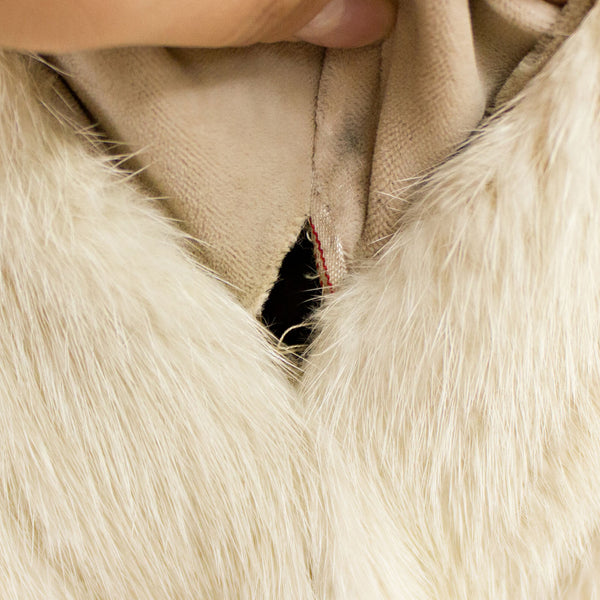 Pearl Mink Coat with Hood- Size XL (Vintage Furs)