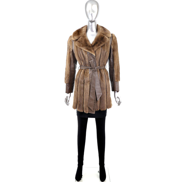 Lunaraine Mink Coat with Leather Insert- Size XS