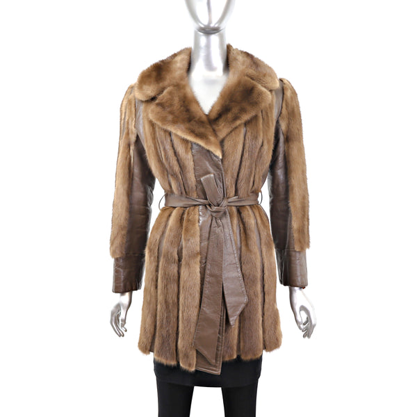Lunaraine Mink Coat with Leather Insert- Size XS