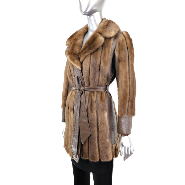 Lunaraine Mink Coat with Leather Insert- Size XS