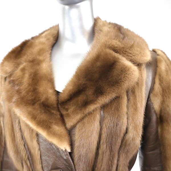 Lunaraine Mink Coat with Leather Insert- Size XS