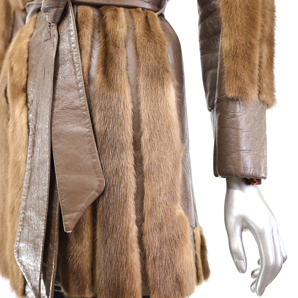 Lunaraine Mink Coat with Leather Insert- Size XS