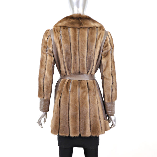 Lunaraine Mink Coat with Leather Insert- Size XS