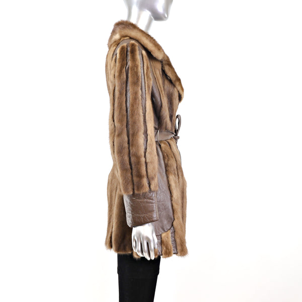 Lunaraine Mink Coat with Leather Insert- Size XS